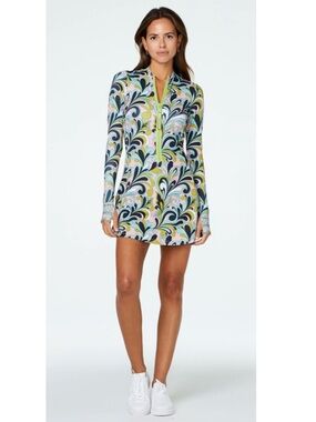 Free People Watskin Lou Paisley Tennis Built-in-Shorts Mini Dress Teal Medium